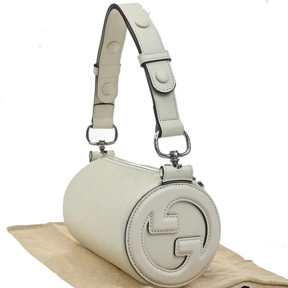 GUCCI Logo Blondie Interlocking GG Mini Shoulder Bag Leather White 728-082725 - Picture 4 of 16